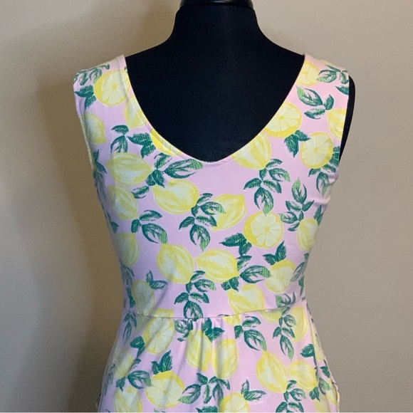 C&C CALIFORNIA Lemon Print Dress Pink Medium Knit Sleeveless - Picture 8 of 11